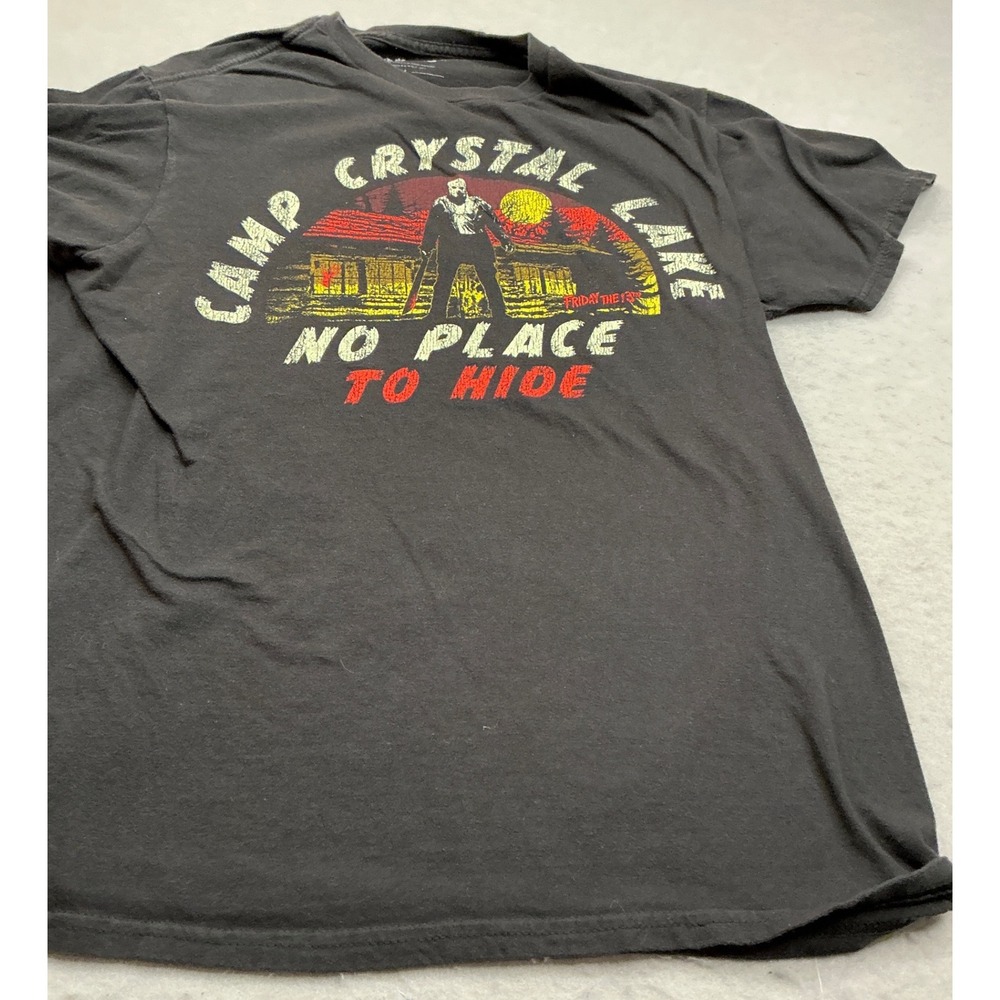 Friday the 13th Camp Crystal Lake Graphic Tee Jason Voorhees Black Large Horror